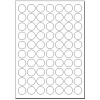 Adhesive labels, 24 mm circular, white, 70 labels (1 paper A4 / package)