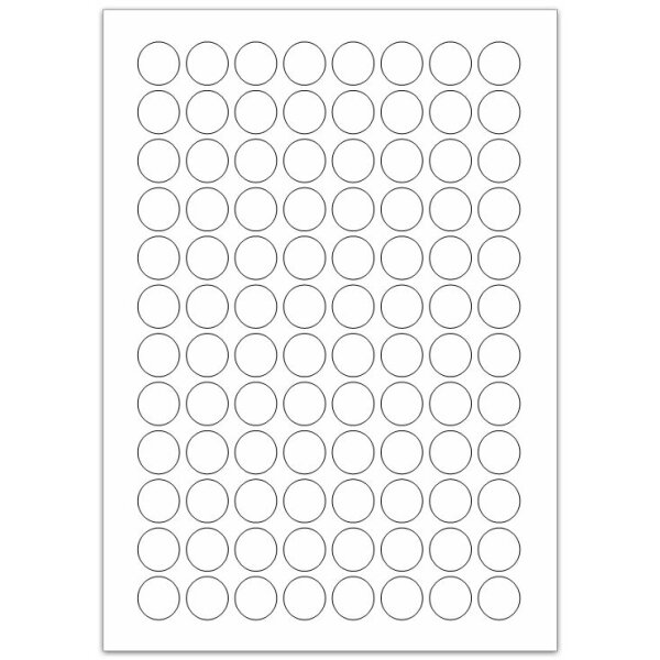 Adhesive labels, 20 mm circular, white, 960 labels (10 paper A4 / package)
