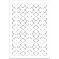 Adhesive labels, 20 mm circular, white, 96 labels (1 paper A4 / package)