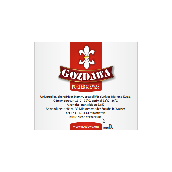 GOZDAWA Porter & Kvass (POK V) - obergärige Trockenhefe 10 g