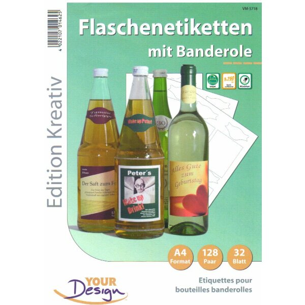 Bottle labels 8.5 x 10 cm with banderole - 32 pcs.
