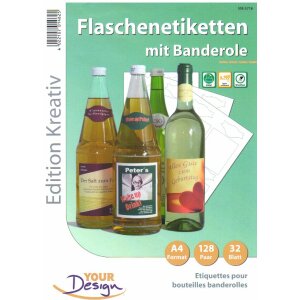 Bottle labels 8.5 x 10 cm with banderole - 128 pcs.