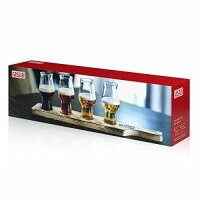 Rastal Beer Flight Tasting-Set 4 x 0,195 l Gläserset + Holzbrett