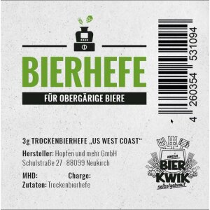 Bier-Kwik&reg; top fermenting yeast 3 g - West Coast