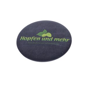 Button mit Flaschenöffner und "Hopfen und...