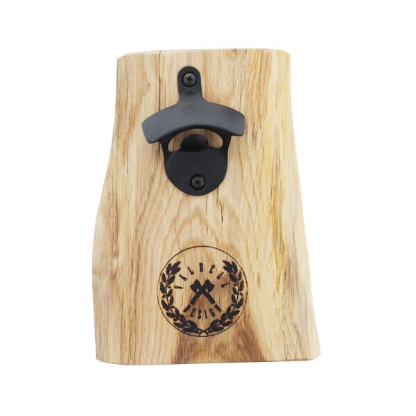 Bottle opener with magnet made of wood