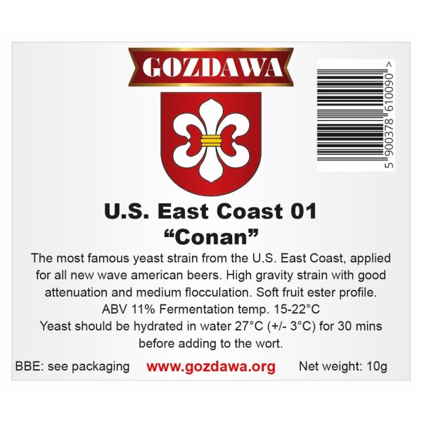 GOZDAWA U.S. East Coast 01 Conan (USEC01) - obergärige Trockenhefe 10 g